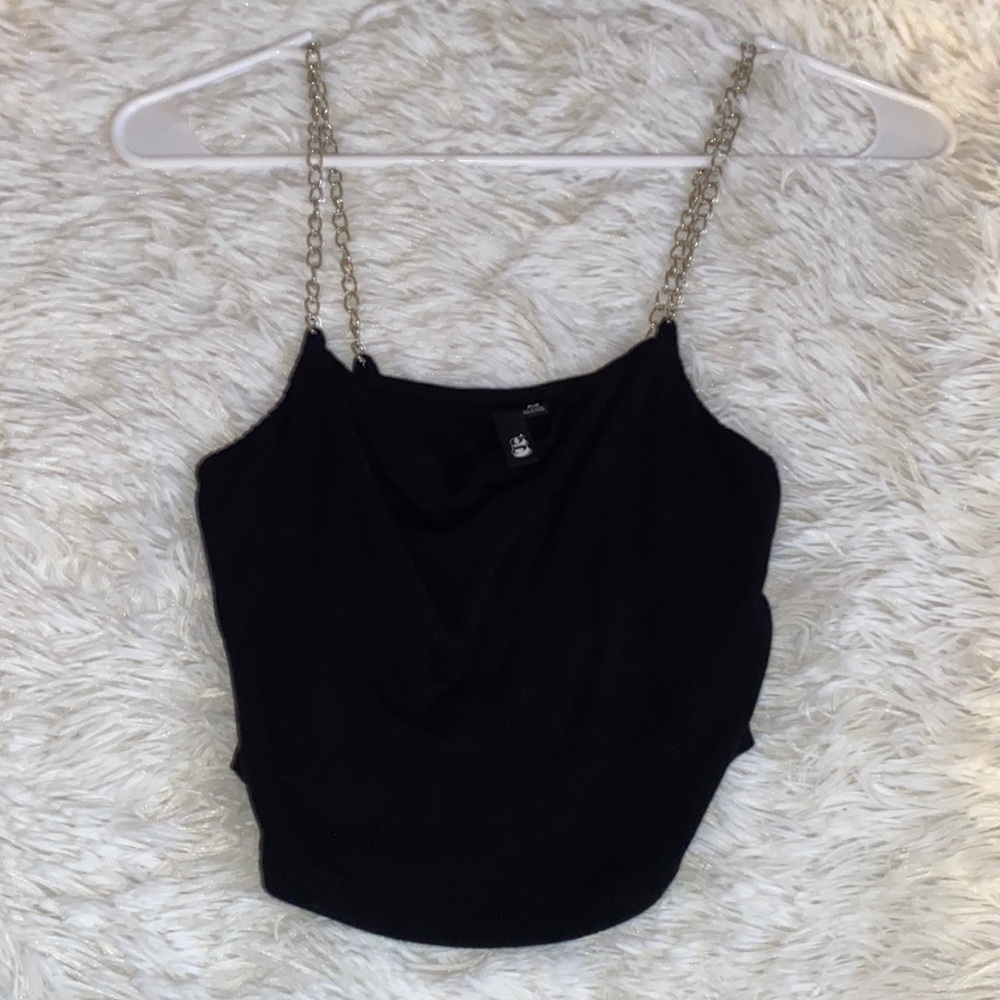 Garage, Black top, With Silver chain straps, cropped